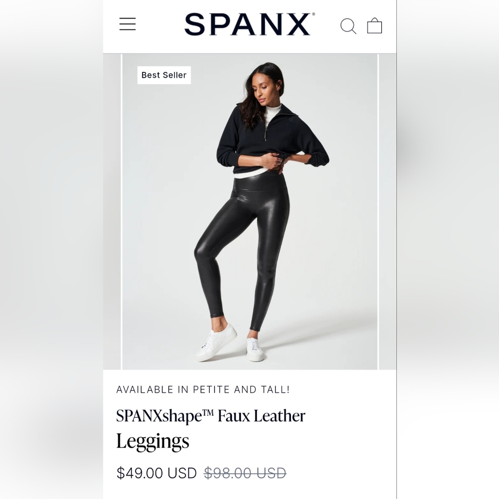 SPANXshape™ Faux LeatherLeggings Size Small Tall Brand New.